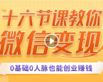 十六节课教你零基础微信变现,用单品打爆市场,每月收入超过10万+-网赚资源网