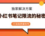 小红书笔记限流的秘密,被限流的笔记独家解决方案,打造高质量账号(共3节视频)-网赚资源网