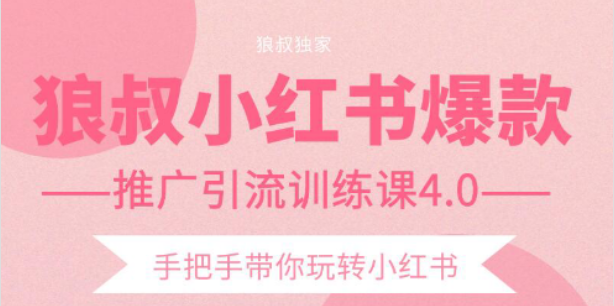 狼叔小红书爆款推广引流训练课4.0，手把手带你玩转小红书-网赚资源网