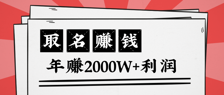 王通：不要小瞧任何一个小领域，取名技能也能快速赚钱，年赚2000W+利润 - 网赚资源网-网赚资源网