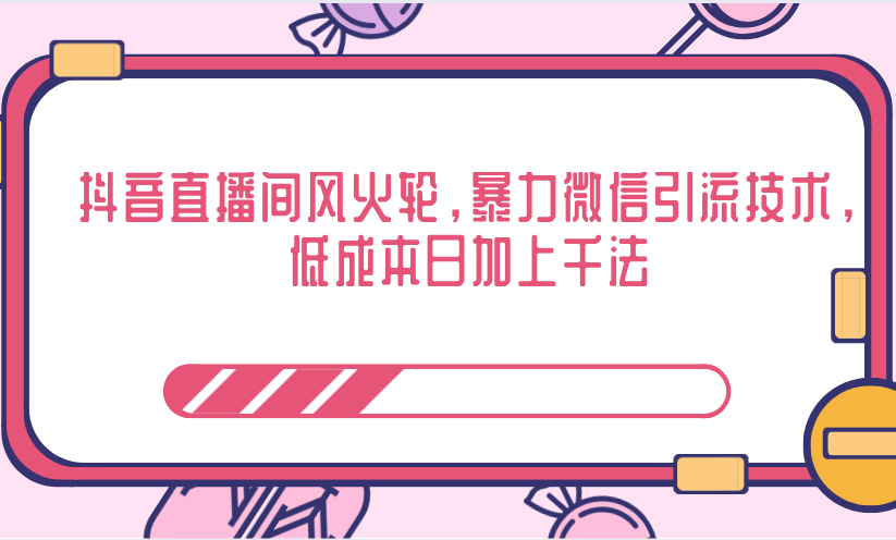 抖音直播间风火轮，暴力微信引流技术，低成本日加上千法 - 网赚资源网-网赚资源网