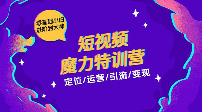 零基础小白进阶到大神《短视频魔力特训营》定位-运营-引流-变现 - 网赚资源网-网赚资源网