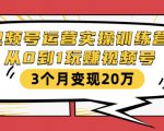 视频号运营实操训练营：从0到1玩赚视频号，3个月变现20万-网赚资源网