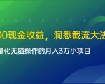 单日500现金收益，洞悉截流大法，一个批量化无脑操作的月入3万小项目-网赚资源网