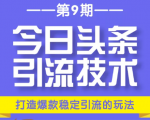 今日头条引流技术第9期,打造爆款稳定引流 百万阅读玩法,收入每月轻松过万-网赚资源网