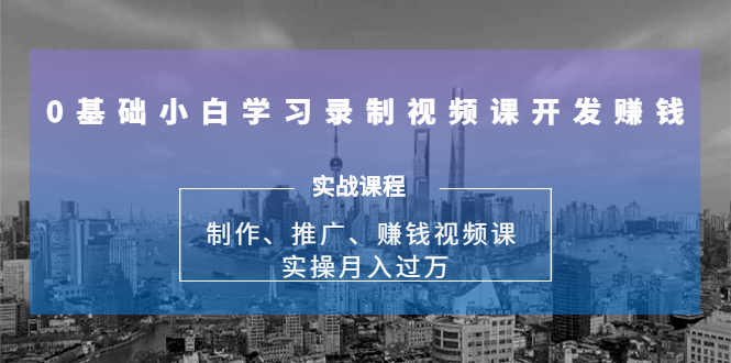 0基础小白学习录制视频课开发赚钱：制作、推广、赚钱视频课 实操月入过万 - 网赚资源网-网赚资源网