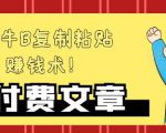 —牛B复制粘贴赚钱术!牛逼持久收入极品闷声发财项目,首发揭秘独此一家!-网赚资源网