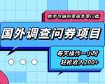 新手零成本零门槛可操作的国外调查问券项目,每天一小时轻松收入200+-网赚资源网