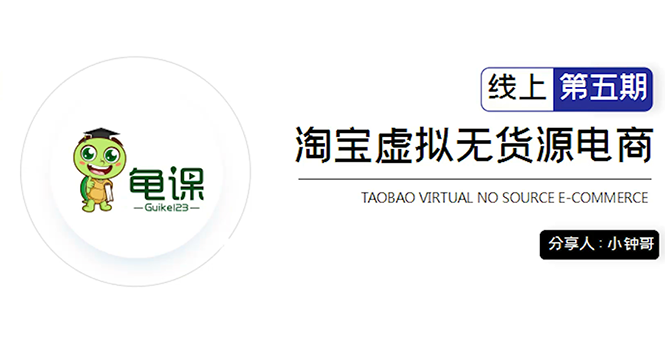 龟课·淘宝虚拟无货源电商5期，全程直播 现场实操，一步步教你轻松实现躺赚 - 网赚资源网-网赚资源网