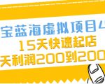 淘宝蓝海虚拟项目4.0,15天快速起店,单天利润200到2000元-网赚资源网