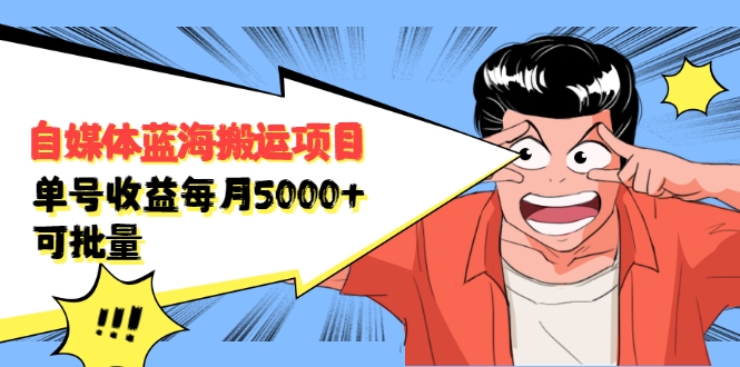 自媒体蓝海搬运项目：单号收益每月基本都可以达到5000+，可批量 - 网赚资源网-网赚资源网