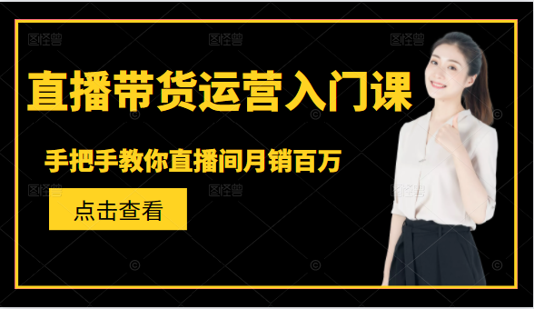 直播带货运营入门课，手把手教你直播间月销百万 - 网赚资源网-网赚资源网