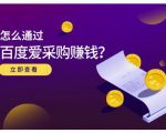 大王·怎么通过百度爱采购赚钱,已经通过百度爱采购完成200多万的销量-网赚资源网