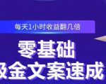 零基础吸金文案速成,每天1小时收益翻几倍价值499元-网赚资源网