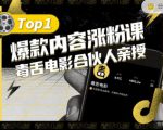 【毒舌电影合伙人亲授】抖音爆款内容涨粉课,5000万抖音大号首次披露涨粉机密-网赚资源网