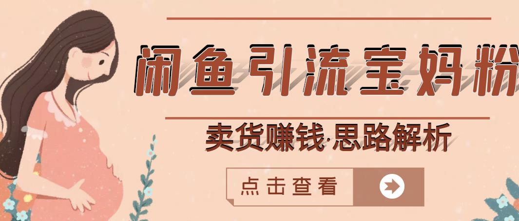 闲鱼引流宝妈粉+卖货赚钱一个月收益30000+（实操视频教程） - 网赚资源网-网赚资源网