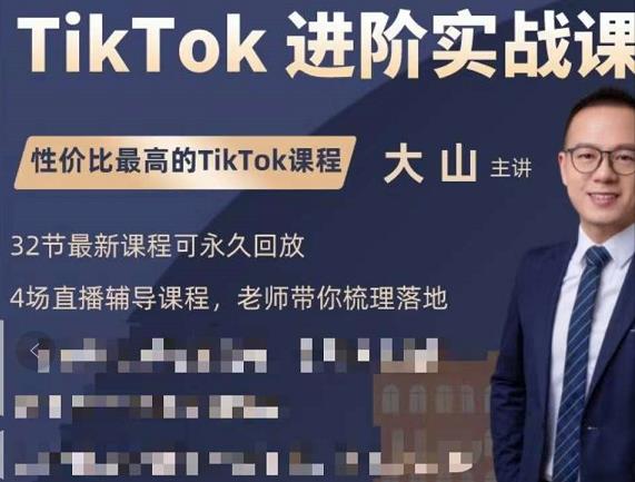 大山老师TikTok进阶实战课：账号详解，流量运营，实战变现，助力你成功出海 - 网赚资源网-网赚资源网