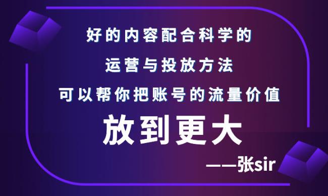 张sir账号流量增长课，告别海王流量，让你的流量更精准 - 网赚资源网-网赚资源网