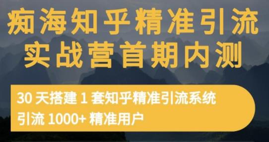痴海知乎精准引流实战营1-2期，30天搭建1套知乎精准引流系统，引流1000+精准用户 - 网赚资源网-网赚资源网