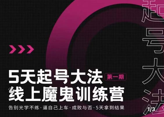 大播·五天起号魔鬼训练营，告别光学不练，逼自己上车，成败与否，5天拿到结果 - 网赚资源网-网赚资源网