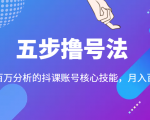 五步撸号法,掌握百万分析的抖课账号核心技能,从逻辑到实操-网赚资源网