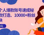 小红书个人爆款账号速成秘籍,爆款打造、10000+粉丝引流秘诀-网赚资源网