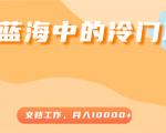 超级蓝海中的冷门项目，文档工作，好玩又赚钱，月入10000+-网赚资源网
