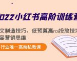 2022小红书高阶训练营:爆文制造技巧,低预算高roi投放技巧,内容营销思维-网赚资源网
