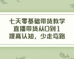 七天零基础带货教学，直播带货从0到1，提高认知，少走弯路-网赚资源网