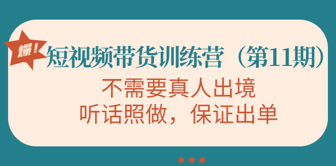 视频带货训练营，不需要真人出境，听话照做，保证出单（第11期） - 网赚资源网-网赚资源网