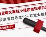 《抖音毒文案挂小程序变现项目》单天单号的收益50+可放大操作-网赚资源网