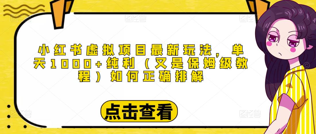 小红书虚拟项目最新玩法，单天1000+纯利（又是保姆级教程文档） - 网赚资源网-网赚资源网