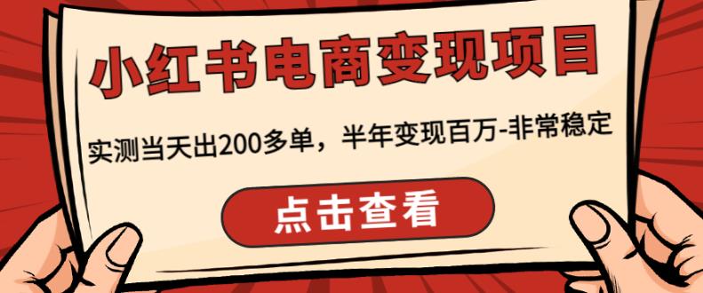 顽石·小红‬书电商变现项目，实测当天出200多单，半年变现百万，非常稳定 - 网赚资源网-网赚资源网
