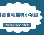 抖音自动挂机小项目,单设备日撸20+,可批量,号越多收益越大-网赚资源网
