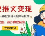 小说推文训练营:引流技巧+爆款实操+矩阵号玩法,百倍效益、百万播放秘笈-网赚资源网