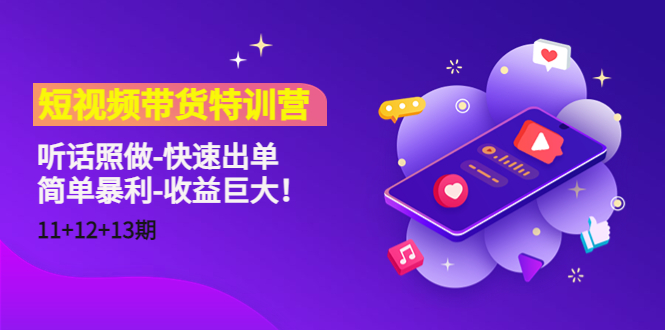短视频带货特训营（11+12+13期）听话照做-快速出单-简单暴利-收益巨大！ - 网赚资源网-网赚资源网