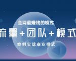 王冲老师《流量+团队+模式》商业模式实战课，全网最赚钱的模式-网赚资源网