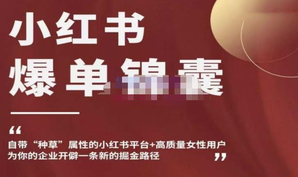 小红书爆单锦囊，自带种草属性+高质量女性用户，为你的企业开辟一条新的掘金路径 - 网赚资源网-网赚资源网