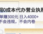 高利润0成本代办营业执照项目：一单赚300元日入4000+不会违规，不会内卷-网赚资源网