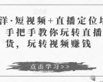 于洋·短视频+直播定位培训，手把手教你玩转直播卖货，玩转视频赚钱-网赚资源网
