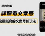 2023抖音快手毒文案新玩法,牌匾文案号,起号快易变现-网赚资源网