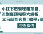 小红书恋爱秘籍项目，从引流到变现完整大解析，看完立马就能实操【教程+资料】-网赚资源网