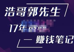 浩哥郭先生17年创业赚米笔记，打开你对很多东西的认知，让你知道原来赚钱或创业不单单是发力就行-网赚资源网