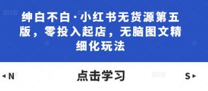 绅白不白·小红书无货源第五版,零投入起店,无脑图文精细化玩法-网赚资源网