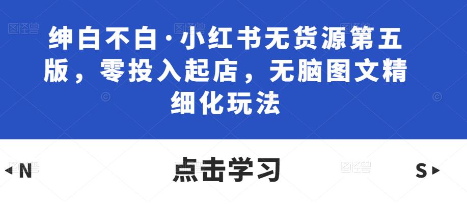 绅白不白·小红书无货源第五版，零投入起店，无脑图文精细化玩法-网赚资源网