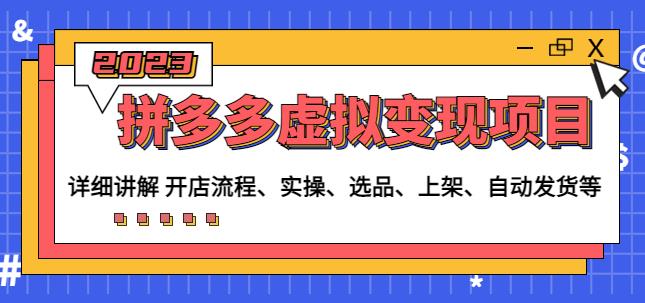 程哥拼多多虚拟变现项目：讲解开店流程-实操-选品-上架-自动发货等 - 网赚资源网-网赚资源网