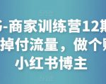 小红书-商家训练营12期:让商家丢掉付流量,做个赚钱的小红书博主-网赚资源网