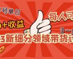 2023新细分领域带货计划:单号单日1000+收益不难,每人可操作3-5个账号-网赚资源网