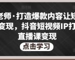 不韦老师·打造爆款内容让短视频快速变现,抖音短视频IP打造及直播课变现-网赚资源网