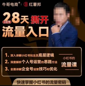 牛哥电商红薯邦28天撕开小红书流量入口,小红书运营系列课,快速掌握小红书的流量密码-网赚资源网